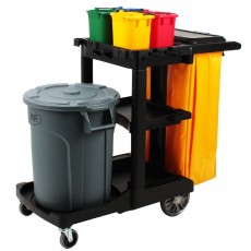 Housekeeping 3-Shelf Cart Plastic Cleaning Utility Cart